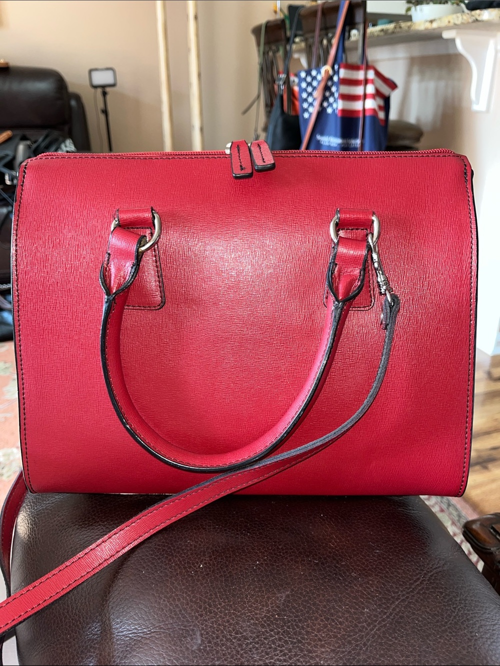 EUC Jack Georges Diana Saffiano Leather Handbag.